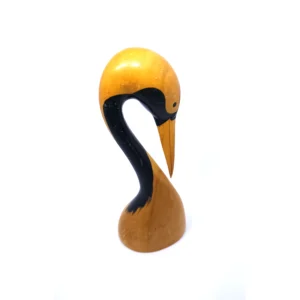 Hand-Carved Wooden Crane Figurine – Minimalist Japanese Style Bird Sculpture