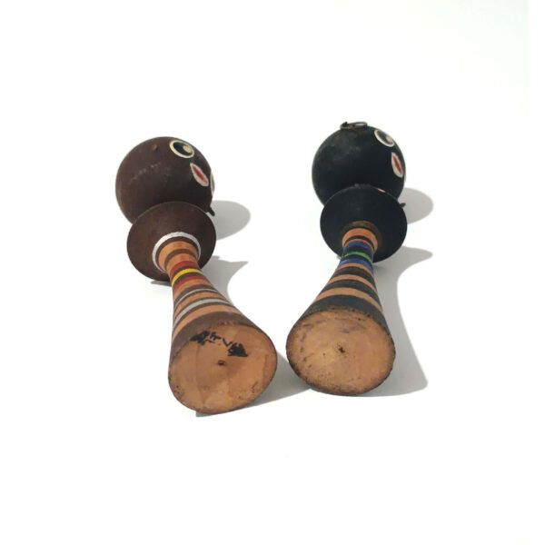 Vintage Japanese Wooden Doll Pair – Hand-Painted Mid-Century Folk Art (10cm) - Image 3