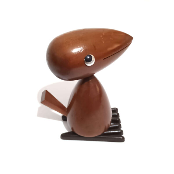Vintage Japanese Wooden Woodpecker Figurine – 1960s SENSHUKAI Cherry Wood Decor - Image 2