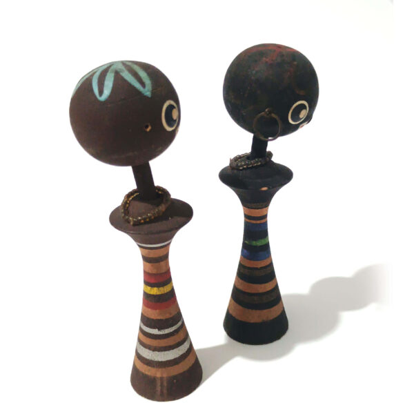 Vintage Japanese Wooden Doll Pair – Hand-Painted Mid-Century Folk Art (10cm) - Image 5
