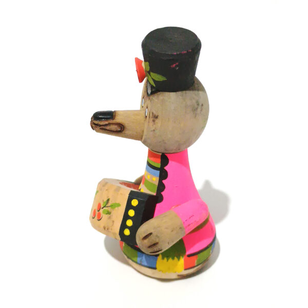 Vintage Russian Beriozka Wooden Wolf Toy Playing Accordion – Hand-Painted Folk Art Doll (9 cm) - Image 5