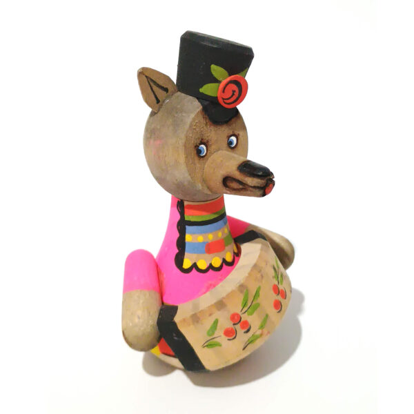 Vintage Russian Beriozka Wooden Wolf Toy Playing Accordion – Hand-Painted Folk Art Doll (9 cm) - Image 9