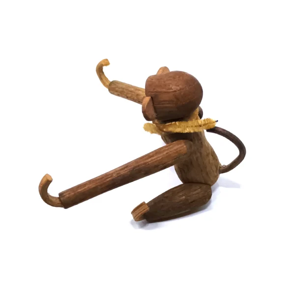 Mid-Century Modern Teak Wooden Monkey – Articulated Figurine in Kay Bojesen Style - Image 6
