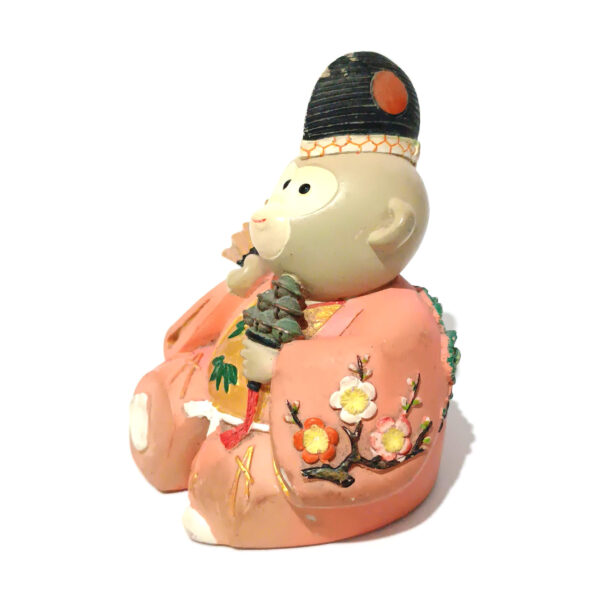 Vintage Japanese-Style Monkey Figurine – Hand-Painted Ceramic Statue in Kimono with Fan (9 cm) - Image 3