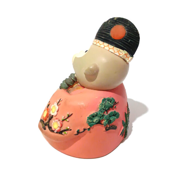Vintage Japanese-Style Monkey Figurine – Hand-Painted Ceramic Statue in Kimono with Fan (9 cm) - Image 4