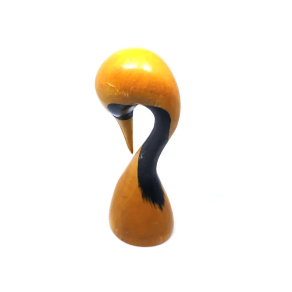 Hand-Carved Wooden Crane Figurine – Minimalist Japanese Style Bird Sculpture - Image 4
