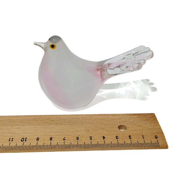 Elegant Art Glass Bird Figurine - White & Pink Dove - Collectible Home Decor Accent - Image 2