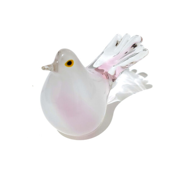 Elegant Art Glass Bird Figurine - White & Pink Dove - Collectible Home Decor Accent - Image 4