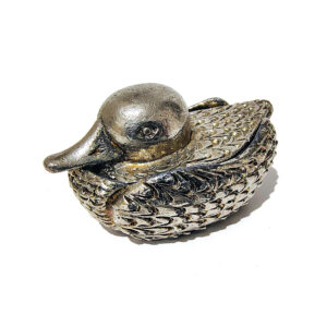Charming Vintage Brass Duck Pillbox / Trinket Box - Detailed Figurine Container