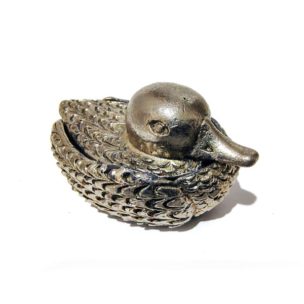 Charming Vintage Brass Duck Pillbox / Trinket Box - Detailed Figurine Container - Image 9