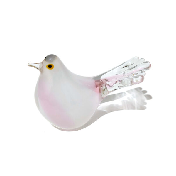 Elegant Art Glass Bird Figurine - White & Pink Dove - Collectible Home Decor Accent - Image 5