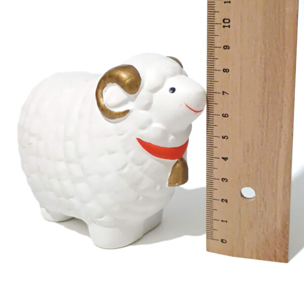 Cute White Sheep Figurine – Japanese Ceramic Ram for Zodiac or Home Decor - Image 2