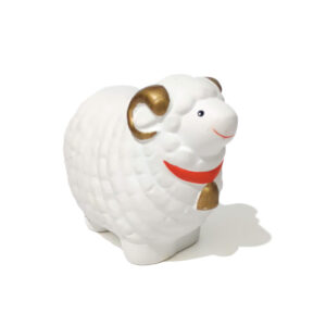 Cute White Sheep Figurine – Japanese Ceramic Ram for Zodiac or Home Decor