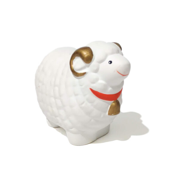 Cute White Sheep Figurine – Japanese Ceramic Ram for Zodiac or Home Decor