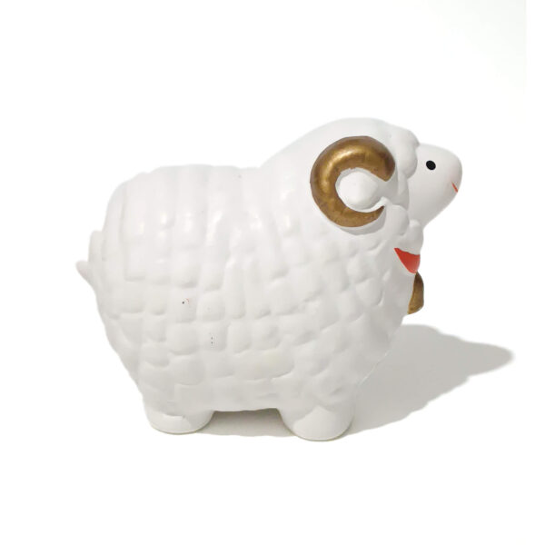 Cute White Sheep Figurine – Japanese Ceramic Ram for Zodiac or Home Decor - Image 5