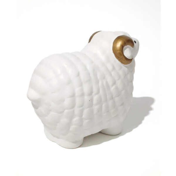 Cute White Sheep Figurine – Japanese Ceramic Ram for Zodiac or Home Decor - Image 6