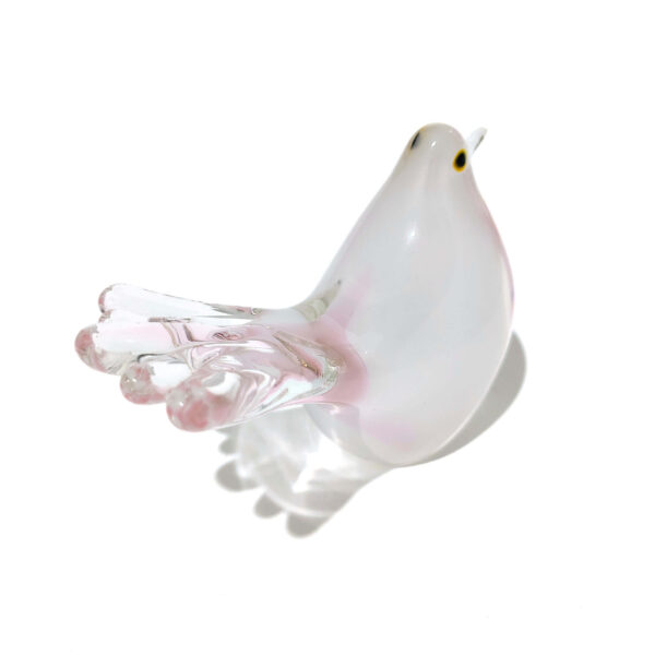 Elegant Art Glass Bird Figurine - White & Pink Dove - Collectible Home Decor Accent - Image 8