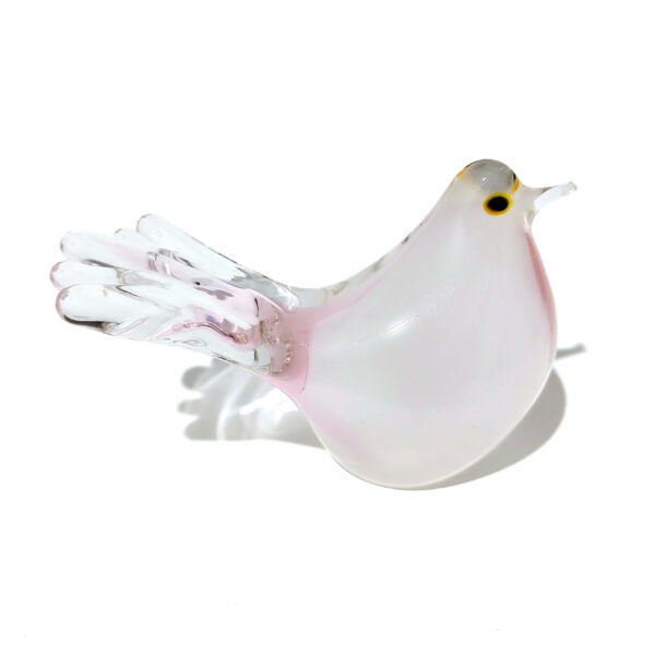 Elegant Art Glass Bird Figurine - White & Pink Dove - Collectible Home Decor Accent - Image 9