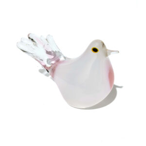 Elegant Art Glass Bird Figurine - White & Pink Dove - Collectible Home Decor Accent